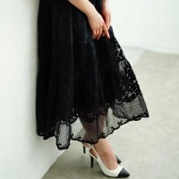 Sawa a la mode/サワアラモード Sawa a la mode 華やかさを添える刺繍レースティアードスカート/508102765