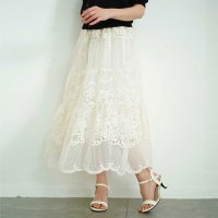 Sawa a la mode/サワアラモード Sawa a la mode 華やかさを添える刺繍レースティアードスカート/508102765