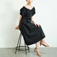 Sawa a la mode/サワアラモード Sawa a la mode たっぷりギャザーの華奢見えVネック襟ワンピース/508102768