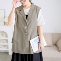 GOLD JAPAN/ゴールドジャパン GOLDJAPAN 麻調テーラーカラーサイドベルトジレ/508102771