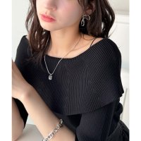 Classical Elf/クラシカルエルフ Classical Elf 大人フェミニンな着こなし。オフショルリブニット(半袖)/508102813