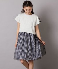a.v.v(KID'S)/[120－130]袖リボンチュールドッキングワンピース/507896874