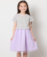 a.v.v(KID'S)/[120－130]袖リボンチュールドッキングワンピース/507896874