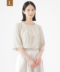 TRANS WORK(L)/【L】【ウォッシャブル】ラインキューブプリントコンビブラウス/508085727