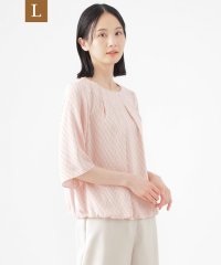 TRANS WORK(L)/【L】【ウォッシャブル】ラインキューブプリントコンビブラウス/508085727