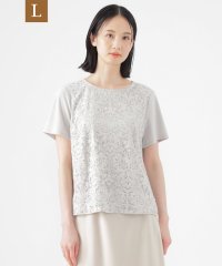 TRANS WORK(L)/【L】【ウォッシャブル】【接触冷感】ラッセルレースコンビスムースプルオーバーカットソー/508085732
