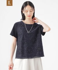 TRANS WORK(L)/【L】【ウォッシャブル】【接触冷感】ラッセルレースコンビスムースプルオーバーカットソー/508085732