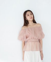 NATURAL BEAUTY BASIC/シアーギャザーペプラムブラウス半袖/508090833