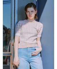 FURFUR/【WEB・一部店舗限定カラー】ギンガムチェックニットトップス/508103266