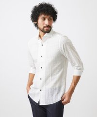 MICHEL KLEIN HOMME/リップルストライプ七分袖シャツ/508103494
