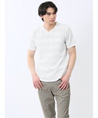 TAKA-Q/タカキュー TAKA－Q メッシュボーダー Vネック半袖Tシャツ/508103548