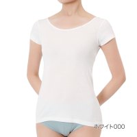 manzoku/マンゾク 満足 福助 【満足】 半袖シャツ 綿100％なのにひんやり 無地 三分袖 特殊防錆糸使用(37－2602)婦人 女性 レディース フクスケ fukus/508104717