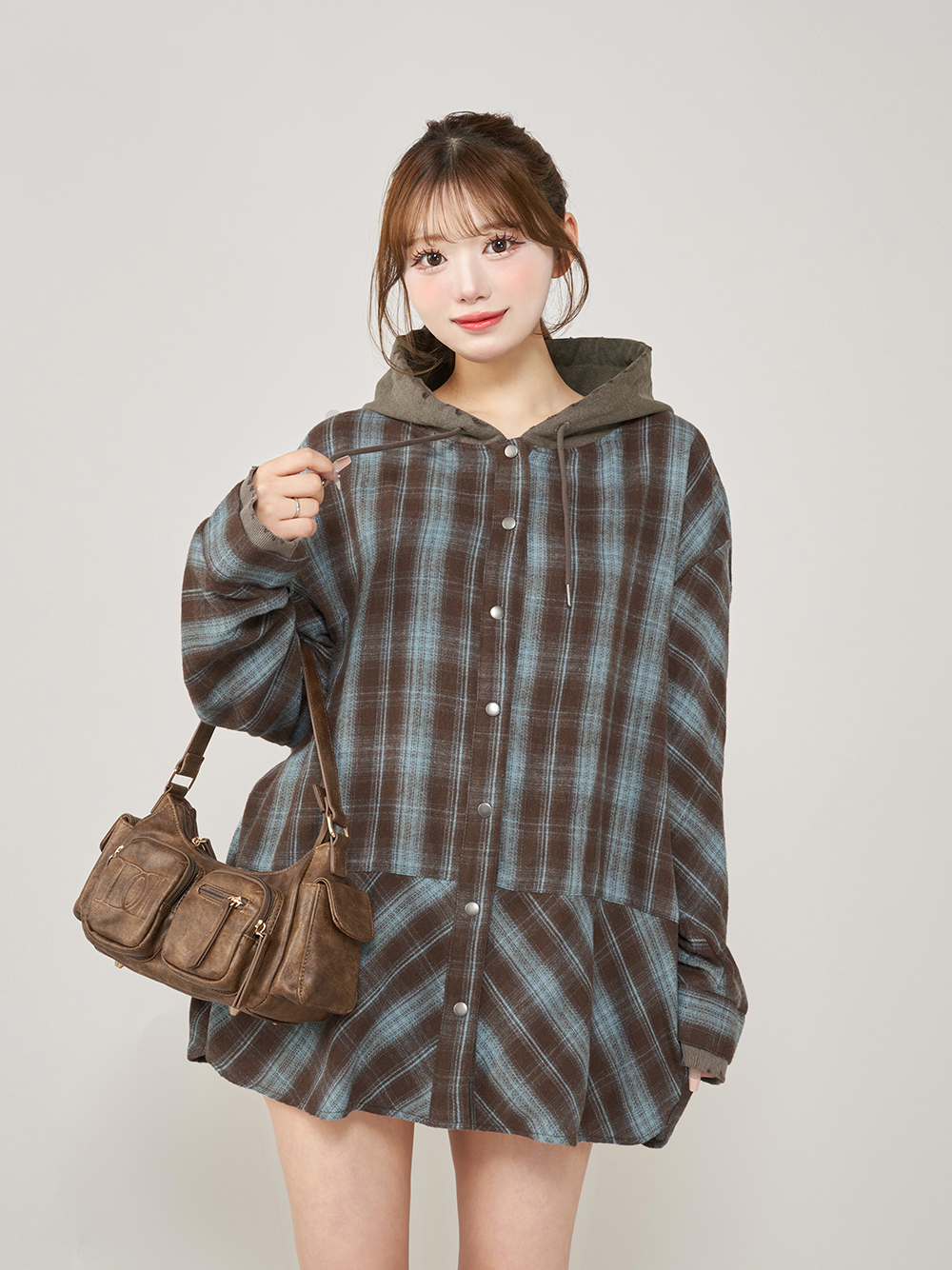 ダーリッチ Darich フードドッキングチェックルーズシャツ ダーリッチ Darich フードドッキングチェックルーズシャツ