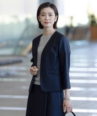 J.PRESS LADIES/【セットアップ対応・洗える・UVケア・吸水速乾】OXIJEWELストレッチ ノーカラー ジャケット/508104975