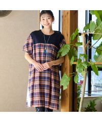MISSEL/【洗える】マドラスチェック パフスリーブワンピース/508105073