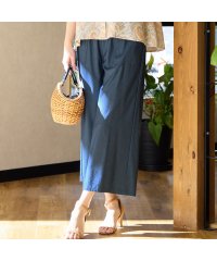 MISSEL/【洗える】麻混ストレッチ イージーワイドパンツ/508105078