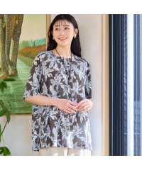 MISSEL/【洗える・日本製】トロピカルリーフ柄カットソー/508105081