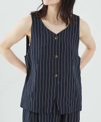 abahouse mavie/【セットアップ対応】レーヨンリネンストライプベスト/508102824