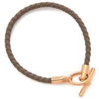 HERMES/エルメス Hermes ブレスレット バングル グレナン エトゥープ ピンクゴールド金具 グレー レディース HERMES H071681 FO 18/508106181