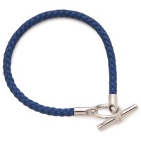 HERMES/エルメス Hermes ブレスレット バングル グレナン H シルバー金具 ブルーフランス ブルー シルバー メンズ HERMES H077240 FP 71/508106191