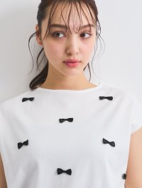 QUEENS COURT/クイーンズコート QUEENS COURT フレンチスリーブリボンニットトップス≪手洗い可能≫/508106477