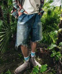 RoyalFlash/SAINT MICHAEL/セントマイケル/DOUBLE KNEE SHORTS/BLUE/508106812