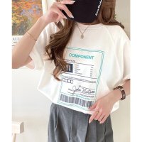 Classical Elf/クラシカルエルフ Classical Elf 大人カジュアルの新定番。前後2wayグラフィック刺繍＆プリント裏毛スウェットトップス（半袖）/508107412