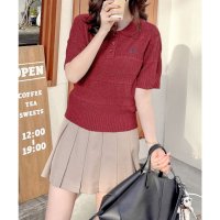 Classical Elf/クラシカルエルフ Classical Elf カジュアルコーデを格上げする。ワンポイント刺繍ブークレポロニットトップス(半袖)/508107413