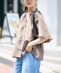 SLOBE IENA/シルク混フリルカラー5分袖ブラウス/508109865