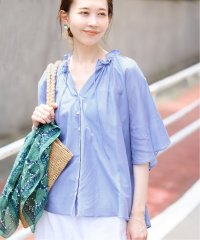 SLOBE IENA/シルク混フリルカラー5分袖ブラウス/508109865