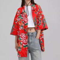 Belle Cie/ベルシー Belle Cie レトロ 花柄プリント シャツ レディース 半袖 花柄シャツ レトロ柄 トップス プリントシャツ 韓国ファッション ストリート 柄シ/508110094