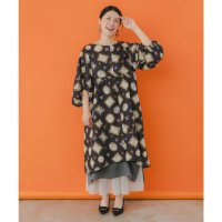 ScoLar/スカラー ScoLar アートな額縁柄 ボリュームスリーブワンピース/508110292