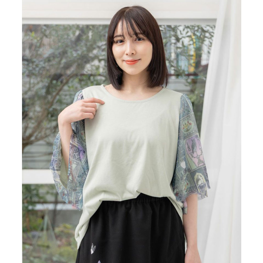 公式限定 福袋 - 公式通販オンラインショップ クーポン】スカラー ScoLar パッチワーク柄 袖チュール切替プル カットソー(半袖+袖なし)