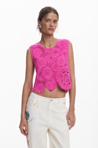 Desigual/デシグアル Desigual クロシェクロップドトップ/508110369