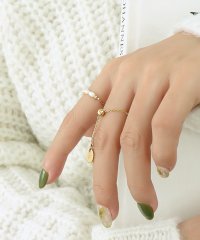 Leja/レジャ Leja パールゴールドチェーンチャームリング結婚式 パーティー 成人式 二次会 同窓会 お呼ばれ オケージョン 20代 30代40代/508110559