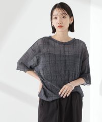 NANO universe/楊柳チェックシアーカットTシャツ/508000704