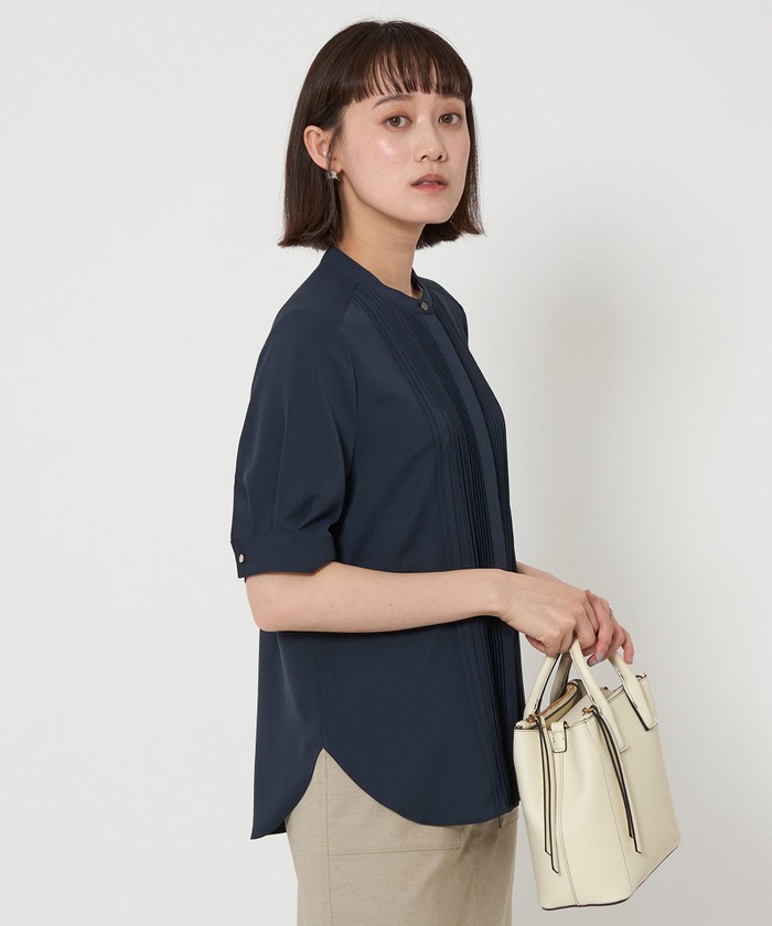 ブラウス シャツ ピコピンタック ショート スリーブ ブラウス レディース BEAMS BOY ブラウス シャツ ドット ドビー ビッグカラー
