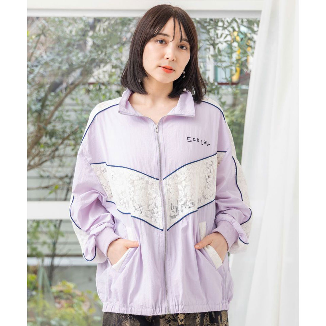 スカラー ScoLar スカラー刺繍レース切替ブルゾン(508110280 スカラー ScoLar スカラー刺繍レース切替ブルゾン(508110280
