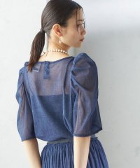 SHIPS WOMEN/troisiemeCHACO:〈手洗い可能〉デニム プリント チュール ブラウス/508111549