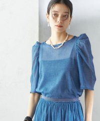 SHIPS WOMEN/troisiemeCHACO:〈手洗い可能〉デニム プリント チュール ブラウス/508111549