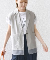 SHIPS WOMEN/【WEB限定】〈手洗い可能〉シアー コンビ テーラード ベスト/508111555