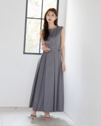 La lune/ラリューン La lune ノースリーブサイドカットプリーツワンピース/508111565