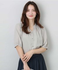 MK MICHEL KLEIN/フリルネックデザインサテンブラウス/接触冷感/洗える/508111788