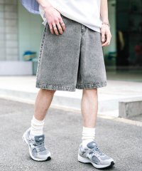 Rocky Monroe/ロッキーモンロー Rocky Monroe ショートパンツ デニム バギーパンツ メンズ ハーフ ワイド 膝丈 半パン ケミカルウォッシュ オーバーダイ リラッ/508112234