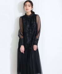 PourVous/プールヴー PourVous フェザーフラワーチュールパーティードレスセレモニーミモレ丈&袖あり結婚式フォーマルオケージョンドレス同窓会 フォーマル ワンピース/508112269