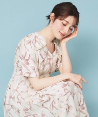 index/《美人百花掲載》リボン柄タックスリーブワンピース【洗濯機洗い可/イージーアイロン】/508113435