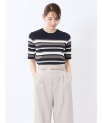 m.f.editorial/快適機能 ボーダークルーネック 半袖ニット/508113800