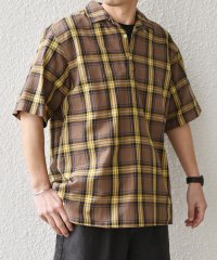 SHIPS any MEN/SHIPS any:〈洗濯機可能〉コットン/リネン チェック オープンカラー プルオーバー シャツ◇/508113820