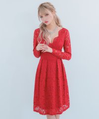 Tika/ティカ Tika キャバドレス 総レース長袖ハイウエスト切替フレア膝丈プチプラドレス (Sサイズ～XXXLサイズ)/508114259