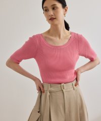 ROPE'/【WEB・一部店舗限定】前後2WAYボートネックリブ5分袖ニット/洗える/508115974